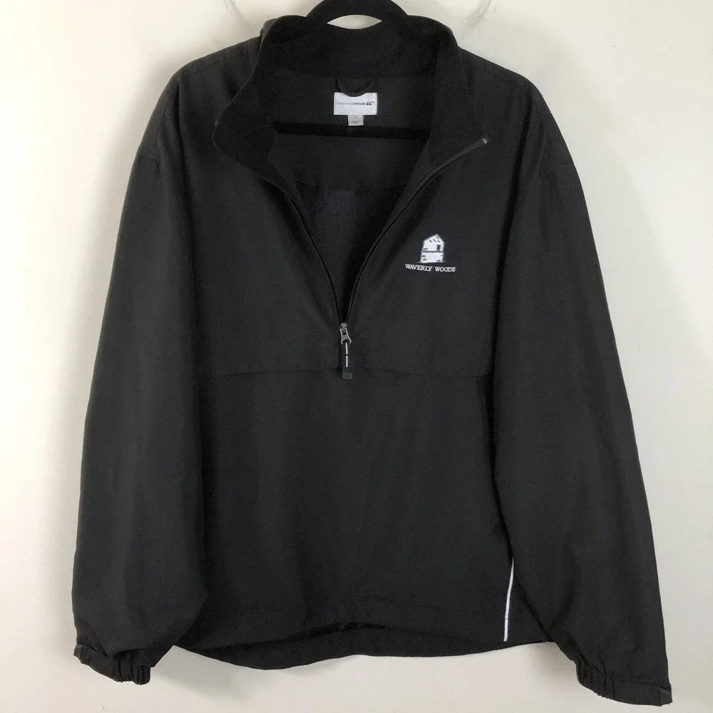 Waverly Woods Cutter & Buck CB WindTec 1/2 Zip Golf Jacket Men's Sz Large Black